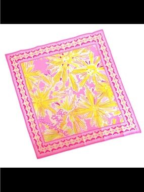 Lilly Pulitzer Be The Sunshine Pink and Yellow Floral Bandana Scarf NEW
